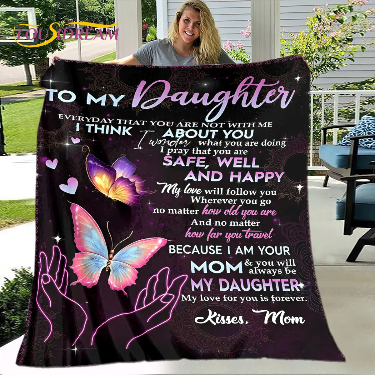 To My Daughter Soft Plush Quilt Blanket,Flannel Blanket Warm Throw Blanket for Living Room Bedroom Bed Sofa Gift for Daughter