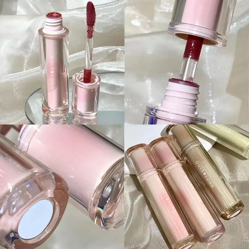 Divertente specchio fruttato Smalto per labbra Lucidalabbra in vetro Rossetto Idratante a lunga durata Tubo trasparente Trucco per prodotti per il trucco regalo