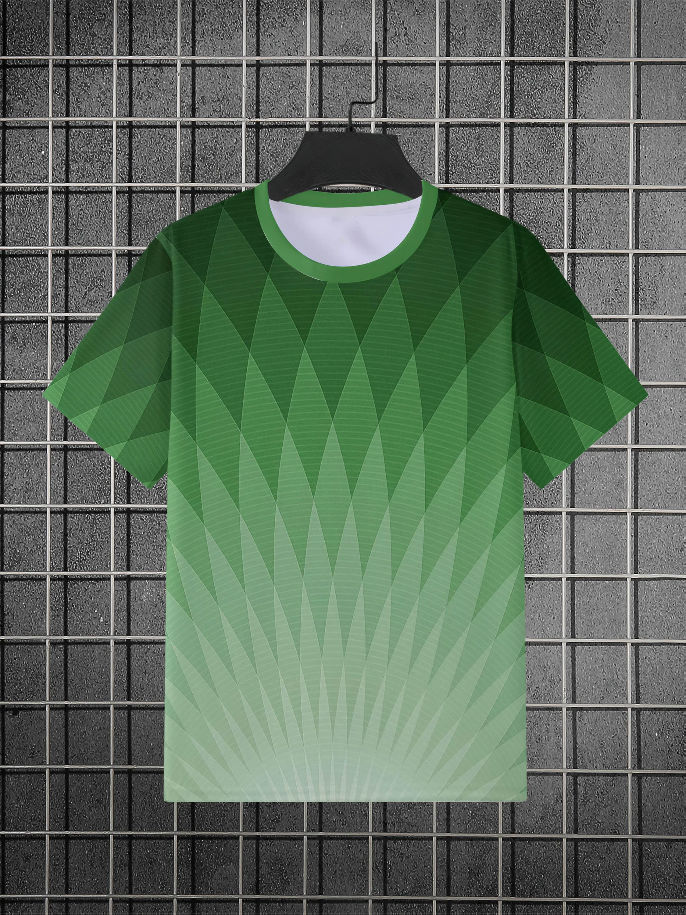 

Мужская и женская футболка с геометрическим градиентным принтом, стильный художественный узор, повседневный топ с короткими рукавами, одежда унисекс, модная модная одежда