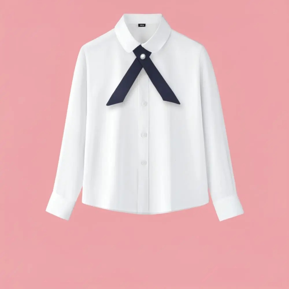 Girls Long Sleeve Shirt White Kids School Uniform Blouses Academic Style Children Cotton Tops Daily Performance