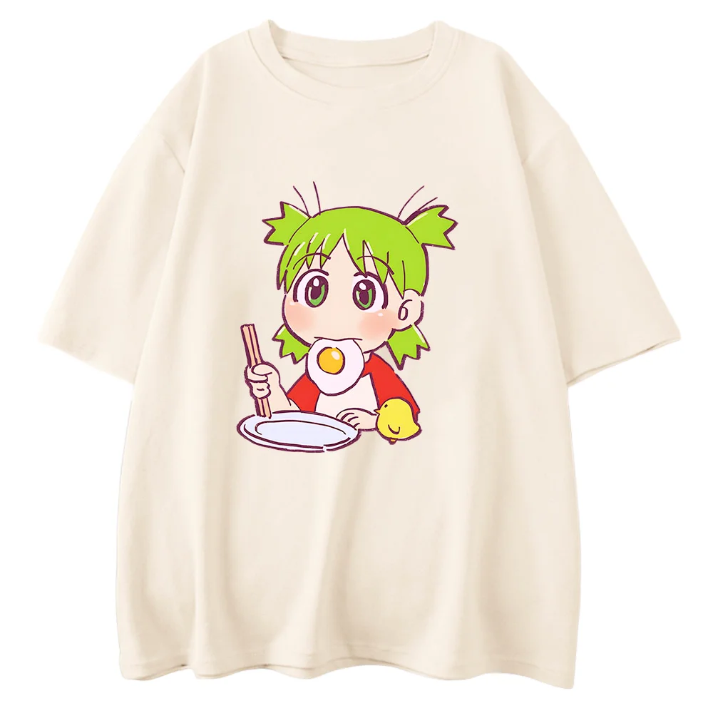 2025 الصيف الرجال Azumanga Daioh Yotsuba تي شيرت البيض المسلوق الدجاج تي شيرت 2025 القطن تي شيرت مانغا الشوكولاته Kawaii لطيف