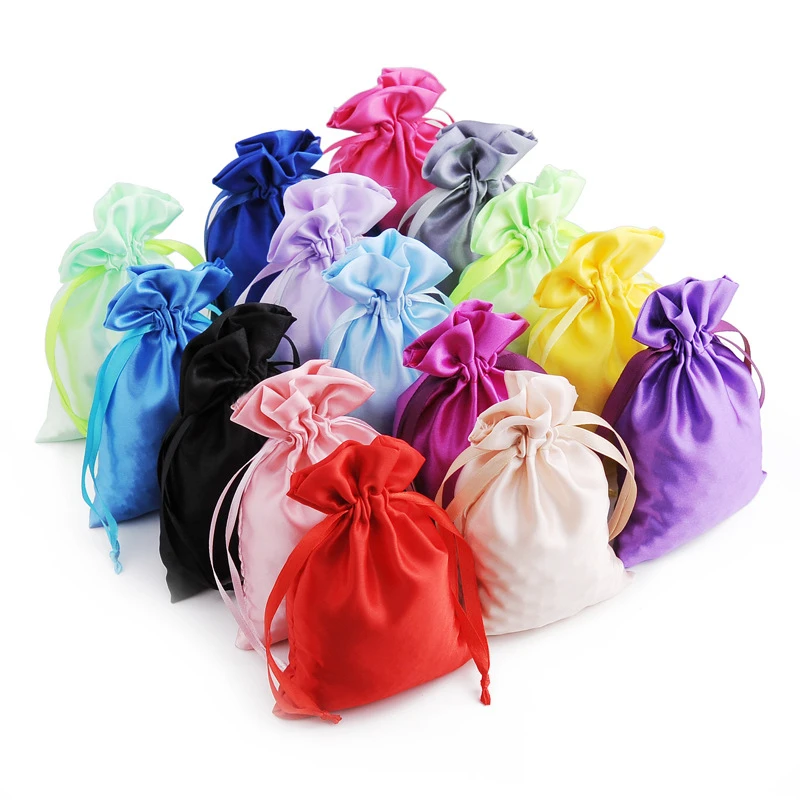 StoBag 50pcs Wholesale Silk Small Drawstring Bags Candy Gift Jewelry Packaging Storage Bundle Pocket Reusable Pouches Portable