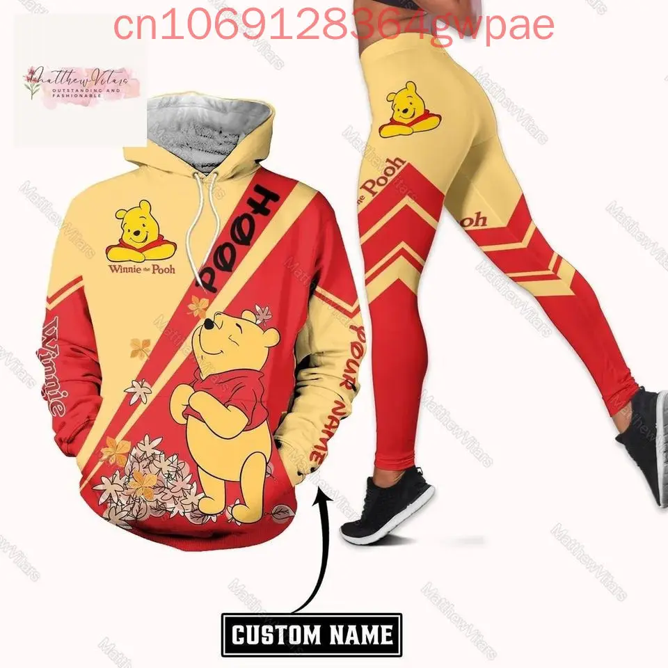 Winnie the Pooh Christmas Hoodie and Leggings Yoga Set Women's Disney Hoodie Yoga Pants Sweatpants Fashion Tracksuit Set