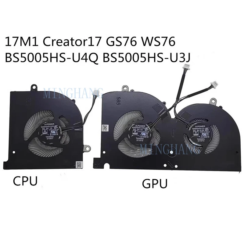 M   For MSI GS76 WS76 Creator 17 B11UE MS-17M1 Laptop CPU GPU Cooling Fan Pair