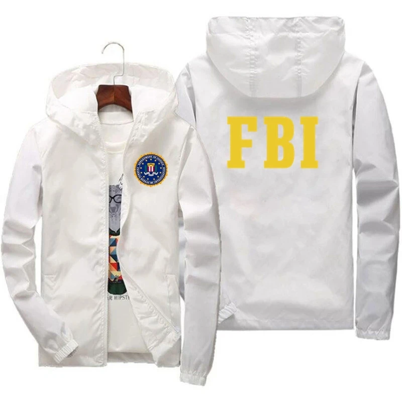 High end atmospheric fashion men's and women's spring and autumn 2023 windproof and rainproof jacket FBI printed sports hip-hop