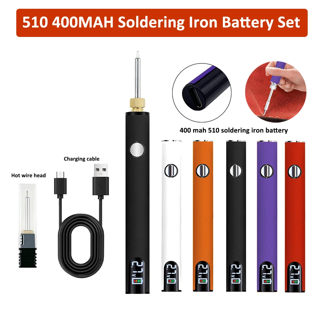 Digital 510 400mAh 8-10W Soldering Iron Pen Preheating Battery Set 3 Speed Adjustable Voltages 330-450℃ Battery Pole With Charge