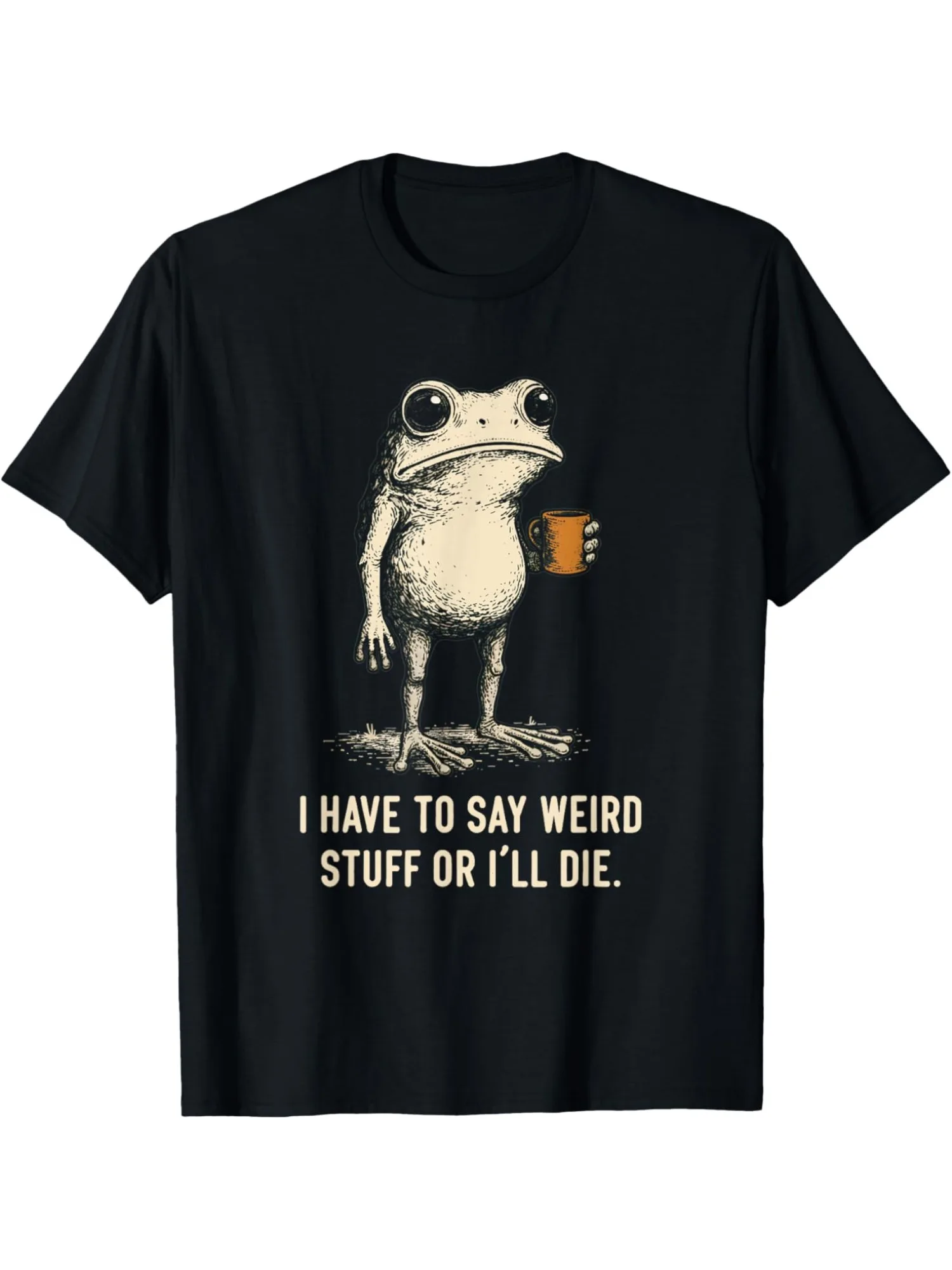 Funny Retro Animal Graphic T Shirt Men Women Short Sleeve Frog Slogan Humor Trend Premium Cotton Street Tops