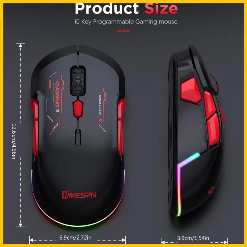 

Q1JF Беспроводная мышь 2,4 г. Заряжаемая 10000DPI мышь 10 кнопка Bluetooth-совместимая мыши USB C для компьютера/рабочего