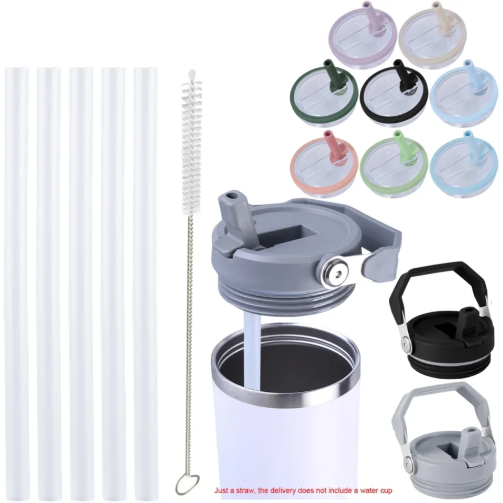 5pcs Reusable Straws For Stanley 30oz Tumbler Replacement Plastic Straws&Cleaning Brush&Leak Proof Lid Wear-Resistant Cup Access