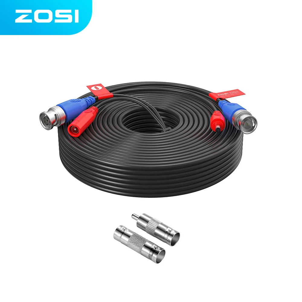 ZOSI 18M 30M(60ft,100ft)CCTV Cable BNC + DC Plug Cable For CCTV Camera DVR Security Black Surveillance System Accessories
