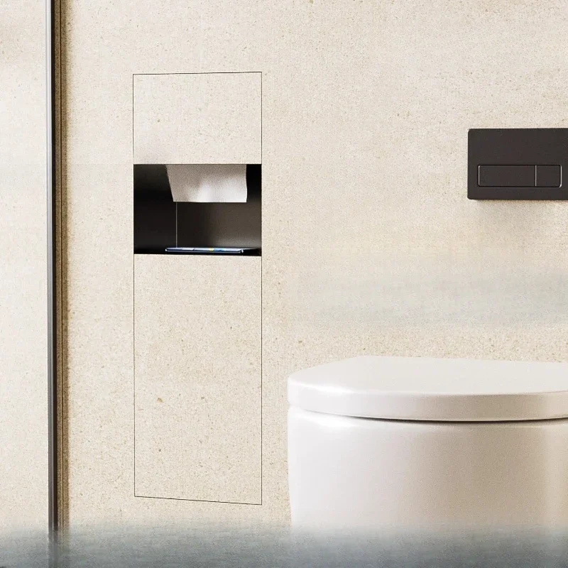 Concealed stainless steel niche toilet toilet embedded trash can tissue box rack wall cabinet