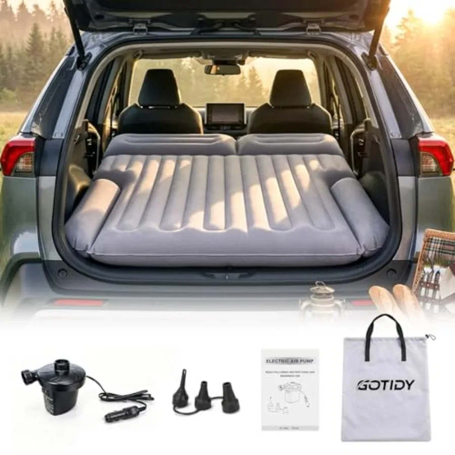 SUV Air Mattress for Car Camping Road Trips, Durable PVC Fabric, Gray, No Leak Custom Fit for Outback RAV4 4Runner Model Y