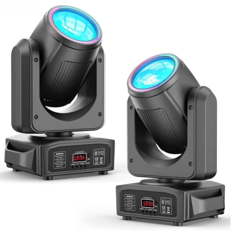 2 Stück 200W weiße LED- und RGB-Halo-Moving-Heads mit 18-facettigem Prisma, DMX512 14CH, soundaktiviert, für DJ-Hochzeitsfeiern