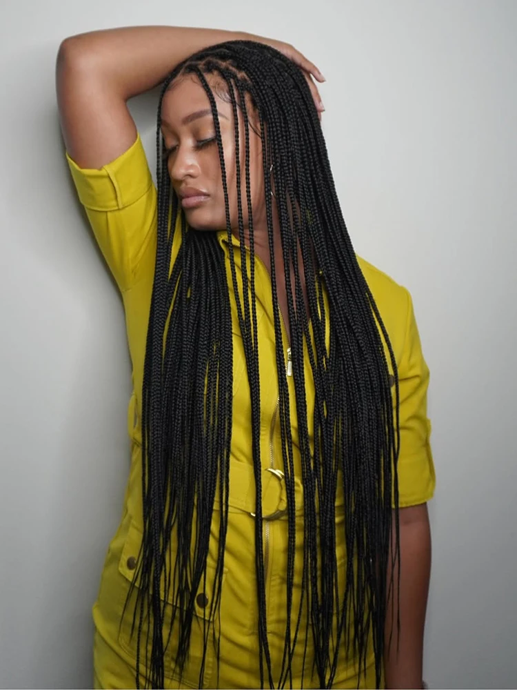 

36 "синтетические плетеные парики для чернокожих женщин, косички без узлов, парик из волос, полные кружевные плетеные парики