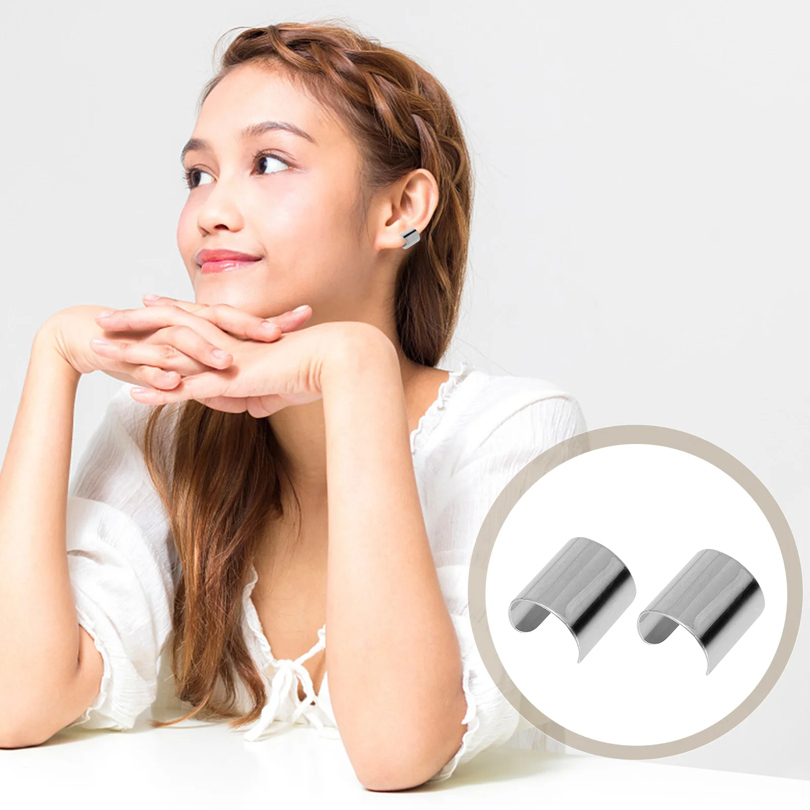 

2Pcs Stainless U shaped Clip On Earrings for Clip On Earring Women Men Fashion Non Ear Piercing Jewelry
