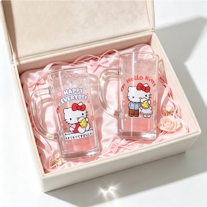 Glass Beer Cup for Girls Daily Home Cold Drink Cup Cold Drink Water Cup Glass Cute Cartoon Anime Girlfriend Gift Wholesale