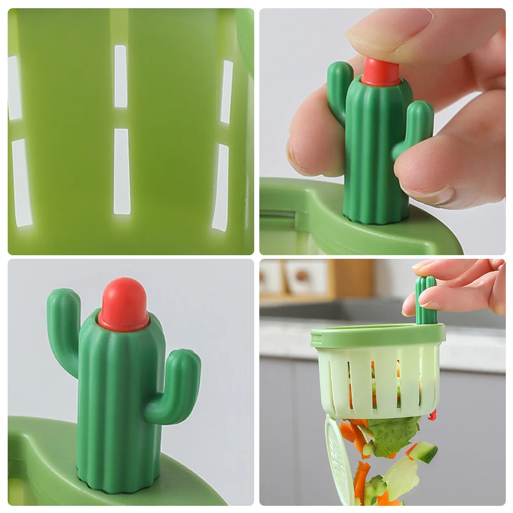 Cactus Sink Drain Strainer Sink Filter Lifting Basket Multi-Functional Press Automatic Dumping Basket Anti-Clogging for Home Use