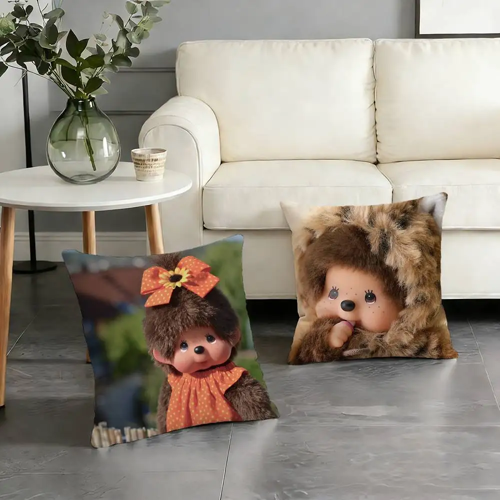 Anime M-Monchhichi Pillow Case Cushion Cover Throw Pillow Case For Car Sofa