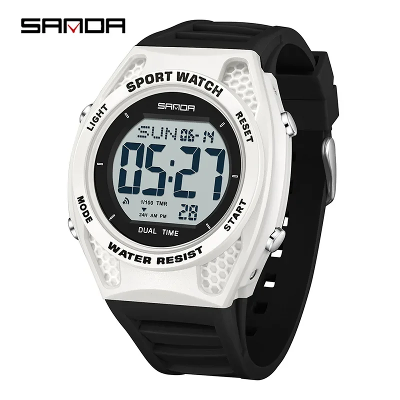 SANDA Trend Student Electronic Form Display Waterproof Luminous Sports Watch Fashion Colorful Light Multifunctional Watch