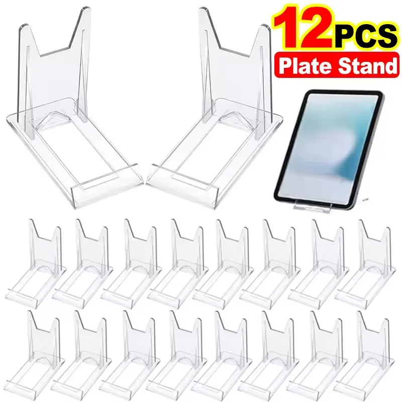 Transparent Display Plate Stand Clear Acrylic Display Stands Small Adjustable Book Purse Badge Shell Wedding Card Holder Tablet
