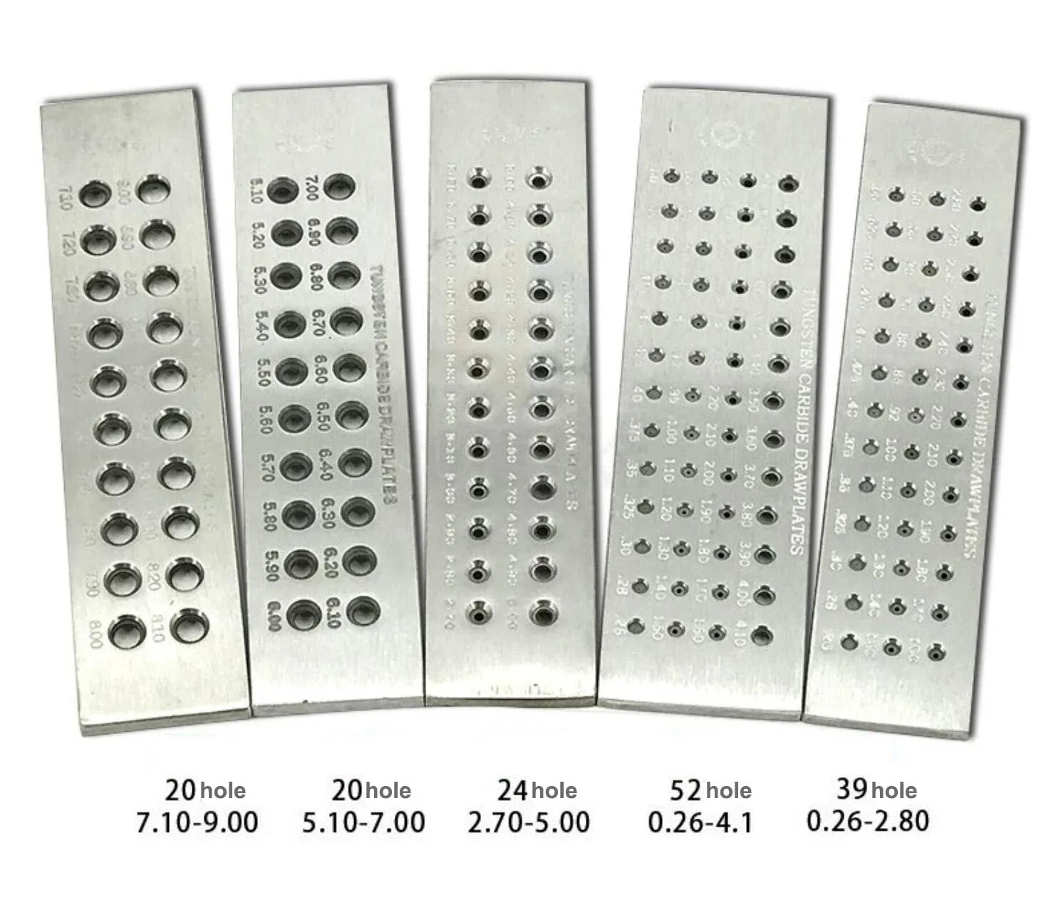 Tungsten Carbide Wire Drawplate 52 Holes Round Shape 0.26-4.10mm Jewellers Draw Plate 0.26-9mm