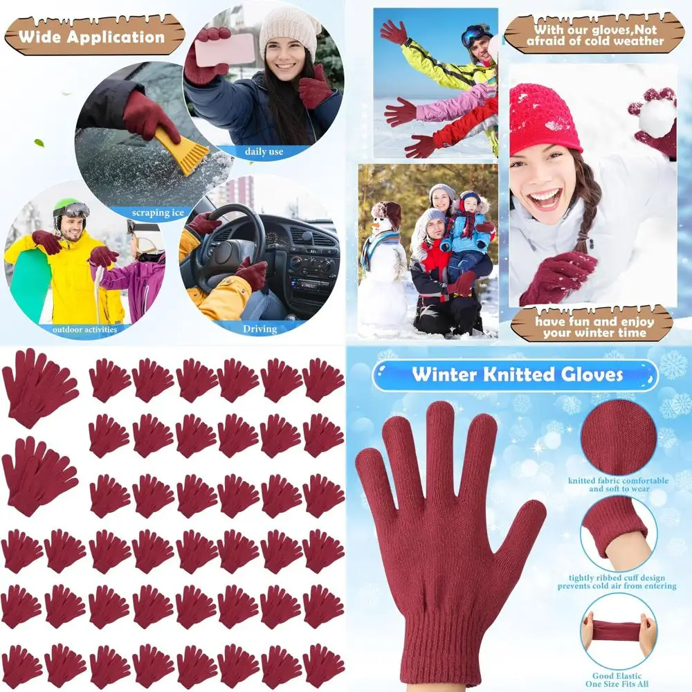 100 عبوة من القفازات المحبوكة الدافئة لفصل الشتاء - مجموعة للجنسين للدعم والخيرية #1