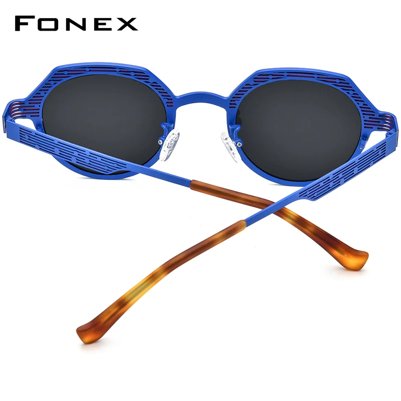 FONEX Titanium Sunglasses Men Brand Design Vintage Retro Round Sun Glasses Women High-end Japanese Shades 85815T