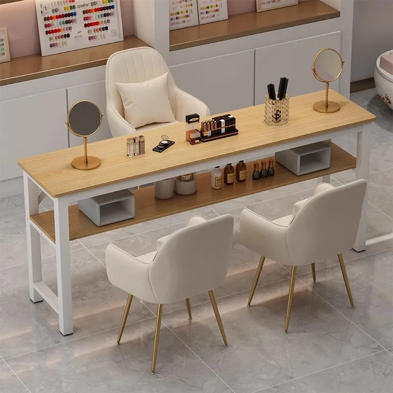 

Square Makeup Nail Desk Reception Mobile European Nordic Nail Desk Organizer Luxury Aesthetic Simple Wood Nageltisch Furniture
