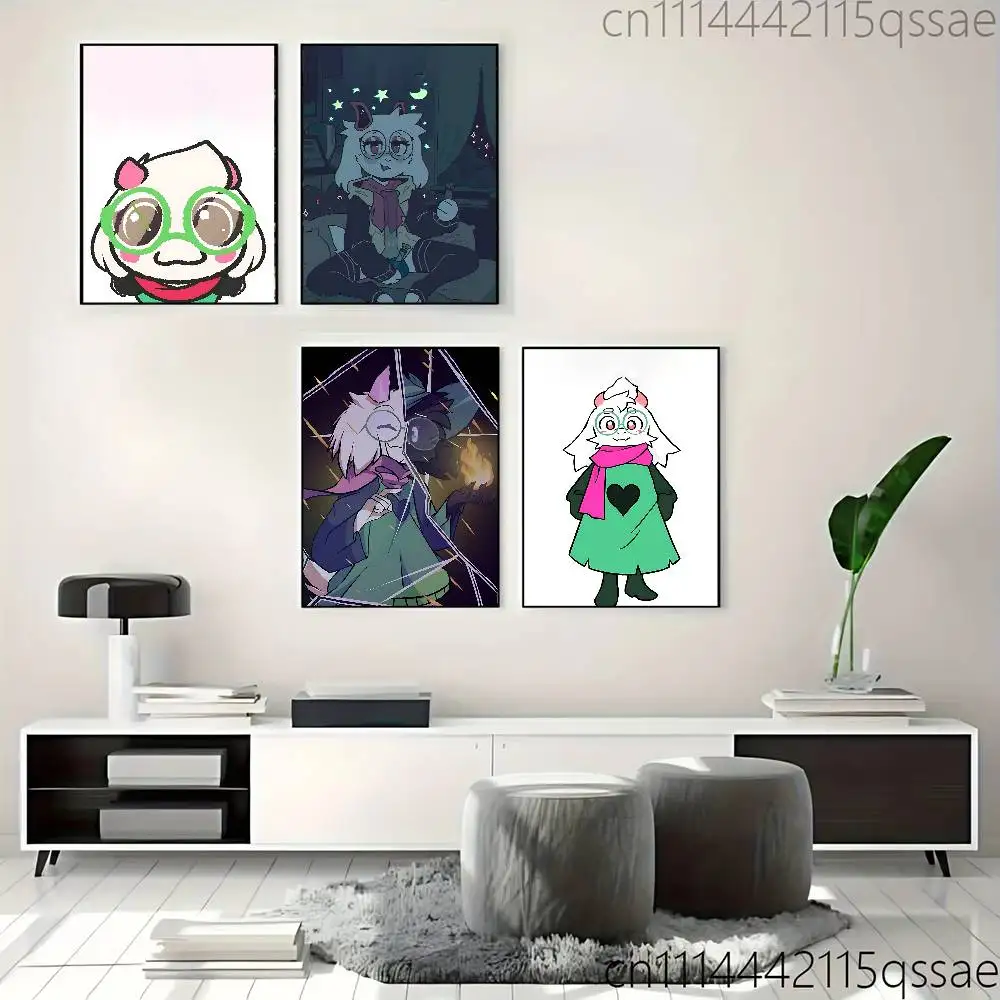 D-Deltarune Cute Ralsei Poster Art Print Anime Style Home Decor Ideal Gift Perfect Room Decor