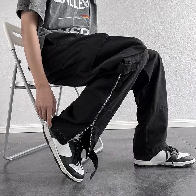 Męskie spodnie cargo oversize na wiosnę i lato, luksusowe, estetyczne, regular fit, luźne, designerskie, baggy, emo, typu joggers.