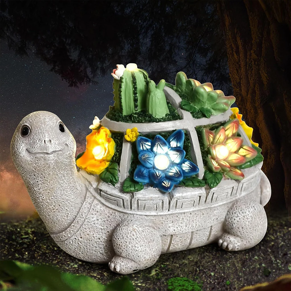 Solar-Powered Turtle Garden Ornament With LED Lights Eco-Friendly Outdoor Decor Excellent Garden Turtle Butterfly