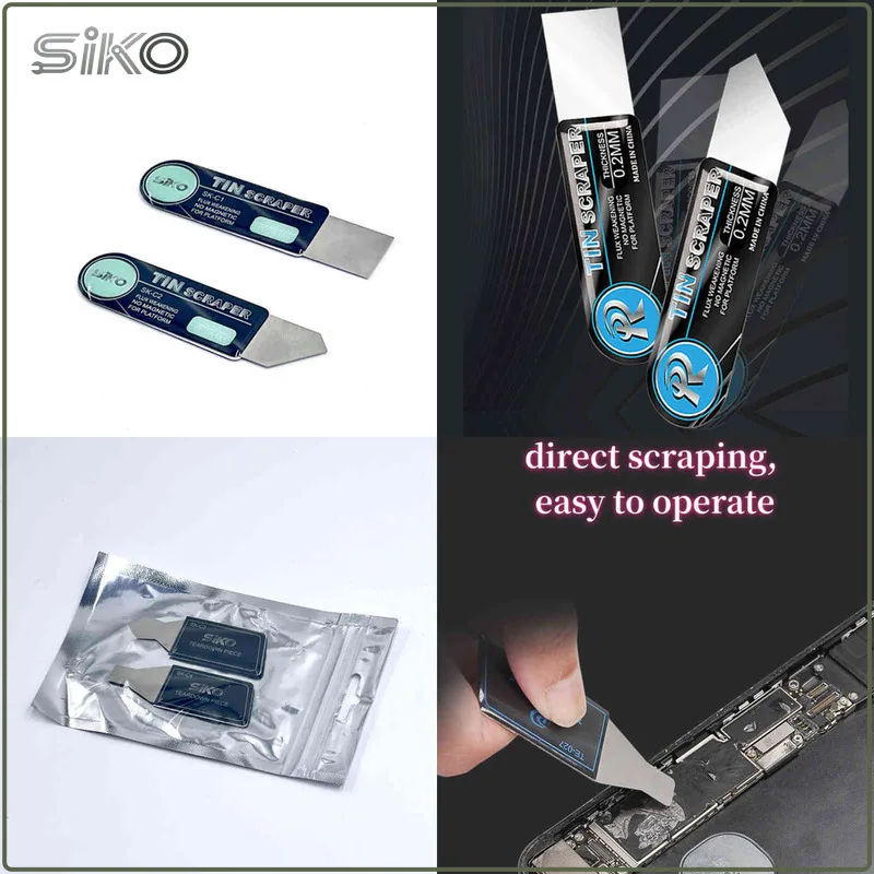 

SIKO Немагнитный скребок для олова из нержавеющей стали C2 C1 для мобильного телефона, высокая твердость BGA CPU NAND DDR IC Chip, лезвие для ремонта сварки