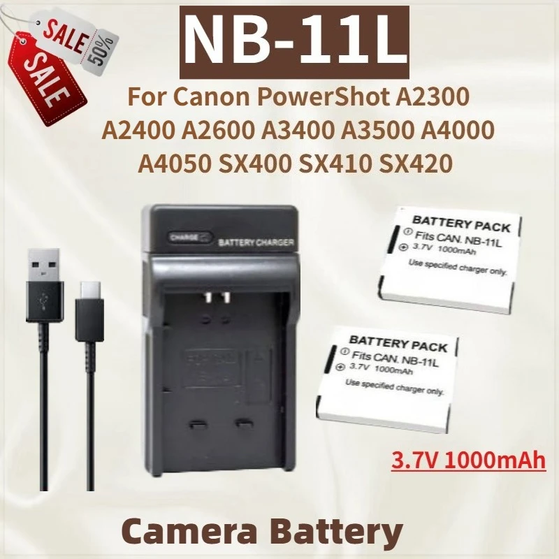 

Camera Battery NB-11L NB-11LH 3.7V 1000mAh + Charger For Canon PowerShot A3400 A3500 A4000 A4050 A2300 A2400 A2600 SX400 SX410