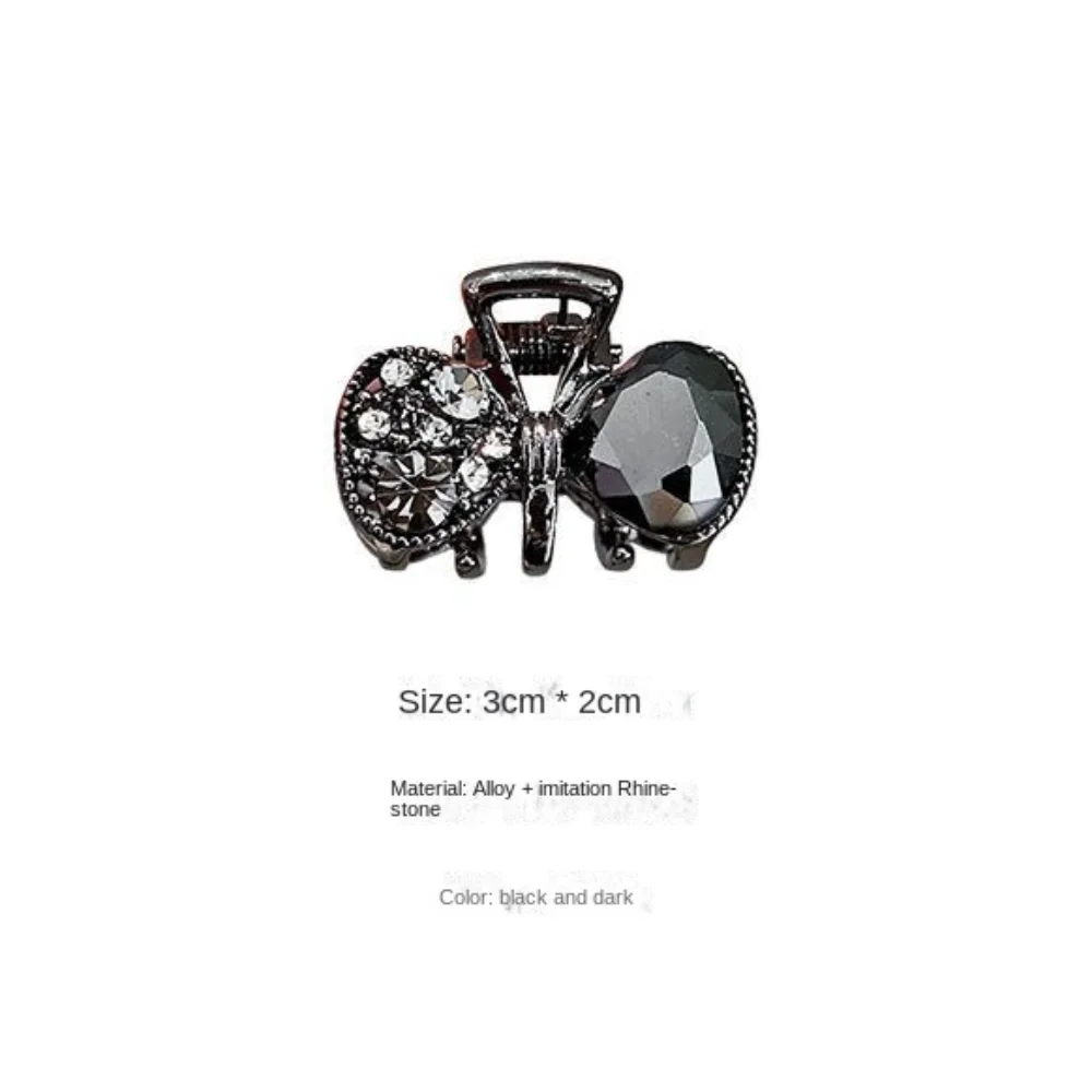 Alloy Rhinestone Mini Hair Claw Clip 2024 Retro Crystal Bow Bangs Hair Clip Korean High Ponytail Hairpin Girl Birthday Gift