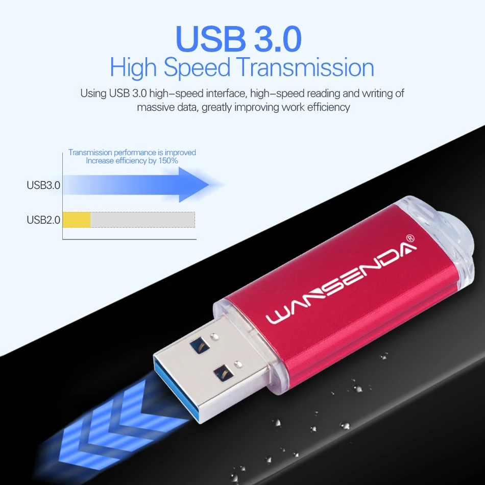 محرك فلاش USB عالي السرعة من WANSENDA محرك أقراص القلم 8 جيجابايت 16 جيجابايت 32 جيجابايت 64 جيجابايت 256 جيجابايت بندريف عصا 3.0 128 جيجابايت قرص ذاكرة Thumbdrive