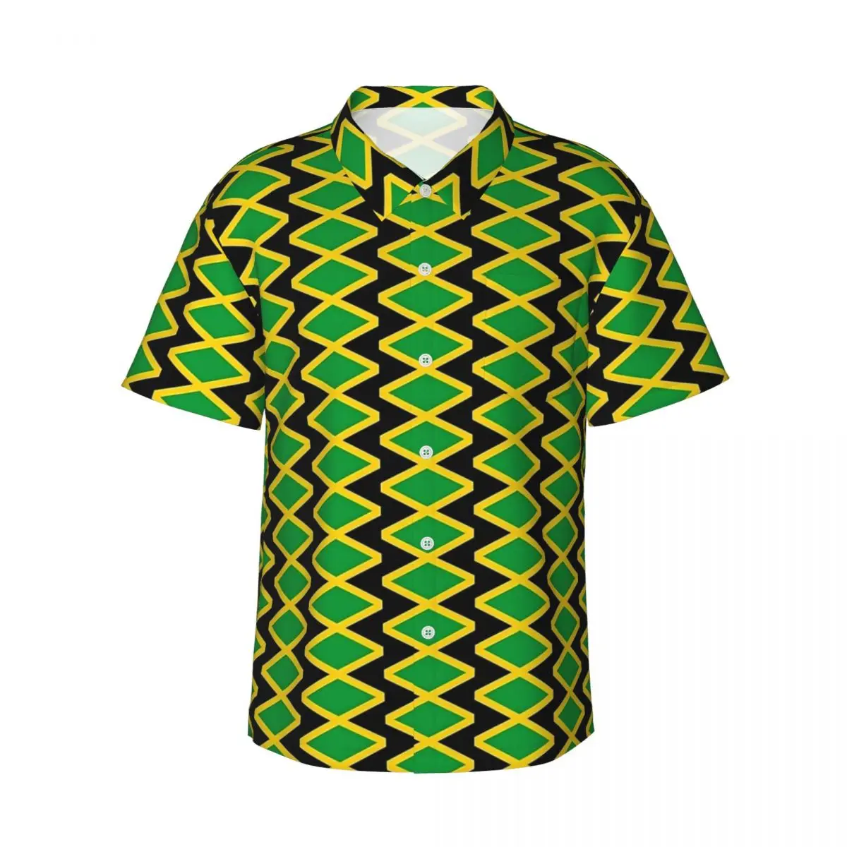 Jamaican Flag Beach Shirt Men Green And Yellow Casual Shirts Summer Short Sleeves Graphic Elegant Oversized Blouses Gift Idea