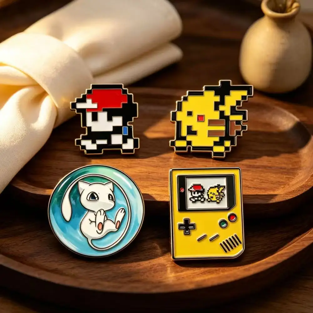 4pcs Retro Game bit Pixel  Enamel Pins Cute Cartoon  Brooches Badge Backpack Accessories For Fans Gift