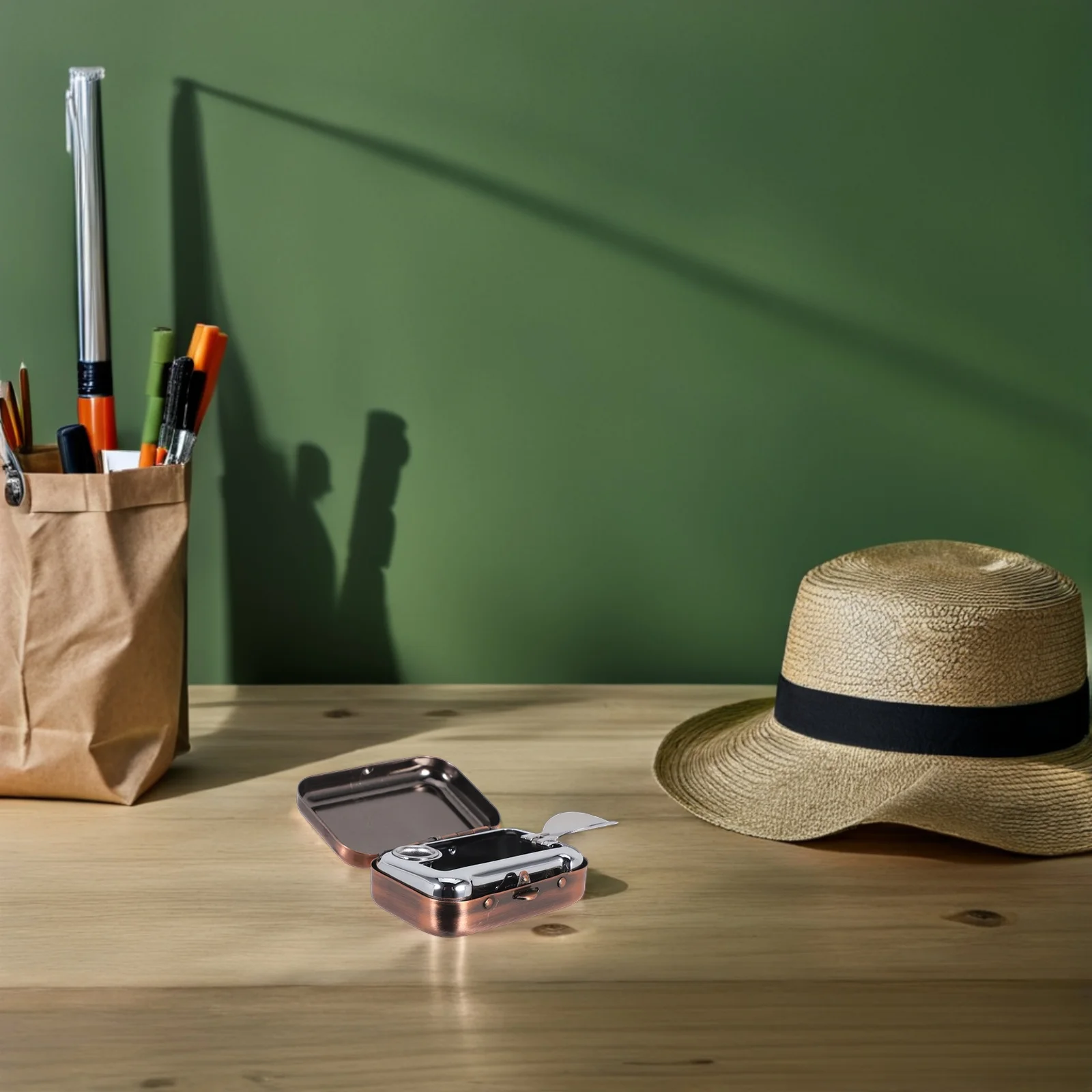 

Camping Ashtray Portable Car with Lid Home Decor Cigarette Snuffer Accessory Decorative for Metal Rectangular