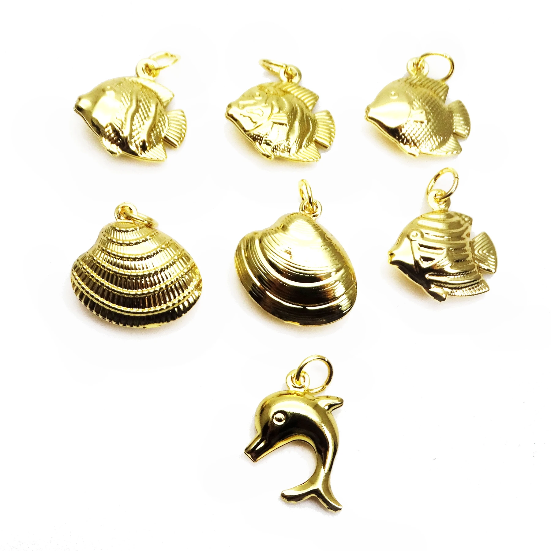 Goldfish Pendant Brass marine products MicCubic Zirconium Gold plated seashell pendant handmade necklace accessorie