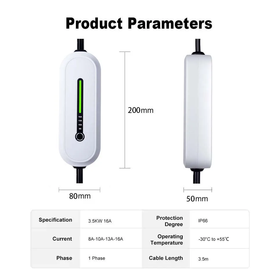 Teschev شاحن سيارات كهربائية Type2 16A 3.5kW صندوق شحن محمول GBT المقبس Type1 J1772 محول لمحطة السيارة الكهربائية شاحن سيارة #6