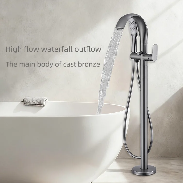 

Bathtub Floor Standing Faucet Integrated Hot Cold Dual Control High Flow Shower for Hotel Bathroom