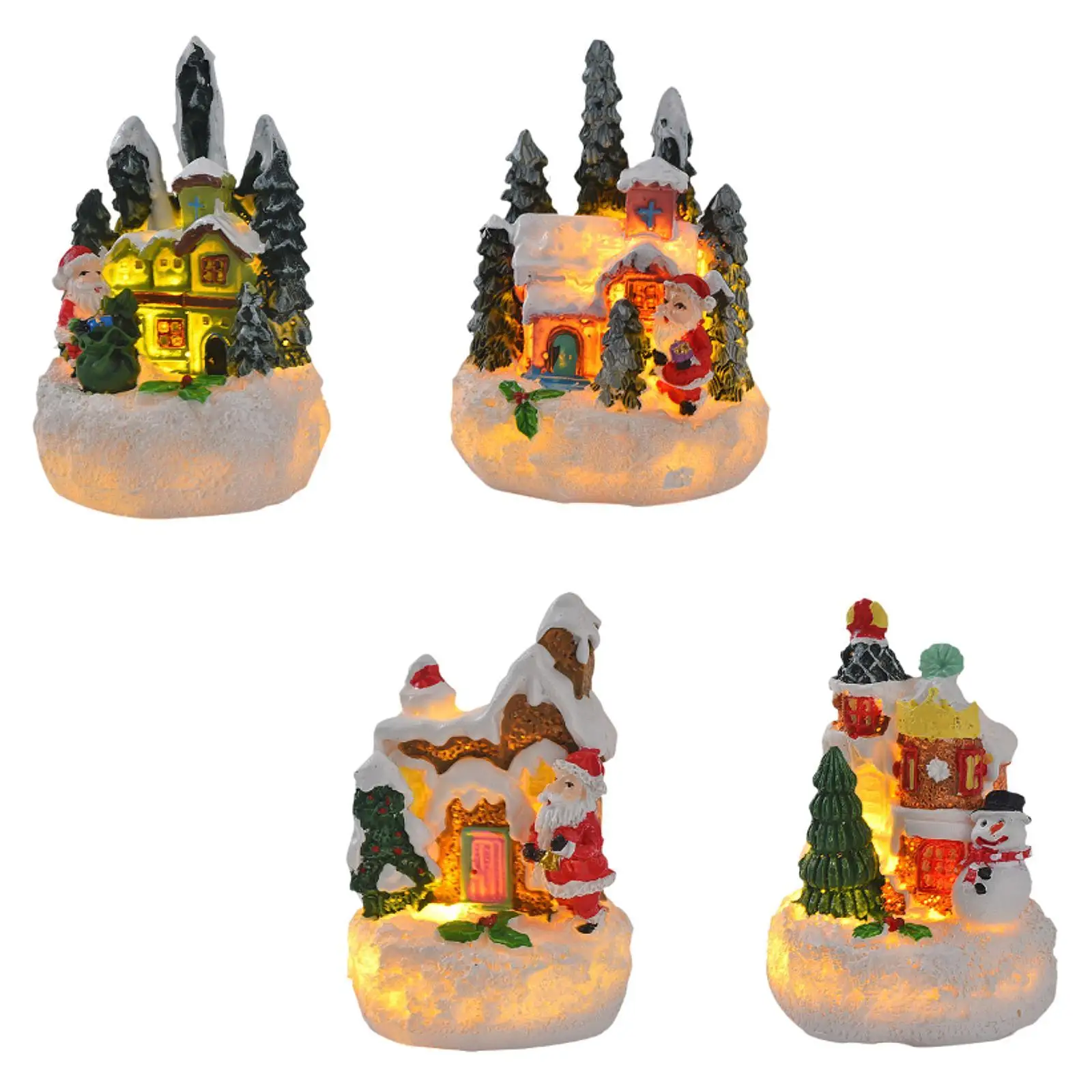 Christmas Glowing House Christmas Holiday House Desktop Ornament Miniature House