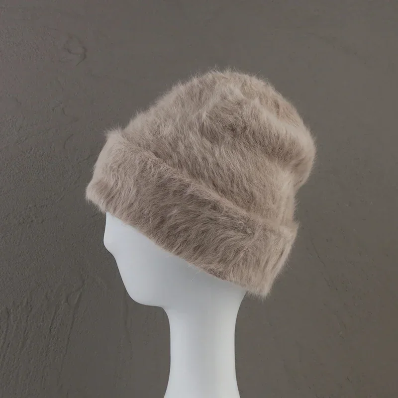 2024New Farben Weiche Kaninchen Fell Mützen Winter Hut für Frau Luxus Flauschigen Gestrickte Hut Motorhaube Dame Herbst Winter Warme Skullies kappe – Detail 21