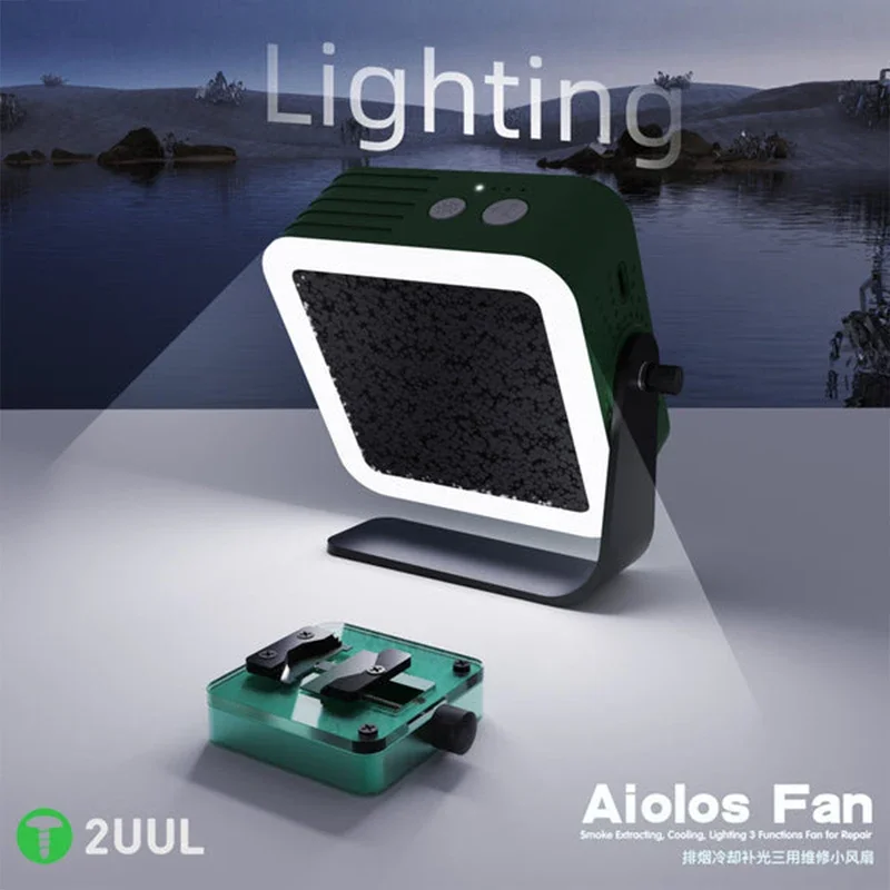 2uul AIOLOS Fan CUUL Smoke Extracting,Cooling,Lighting 3 Functions Fan for Rapair for Mobile Phone Mainboard Maintenance Welding