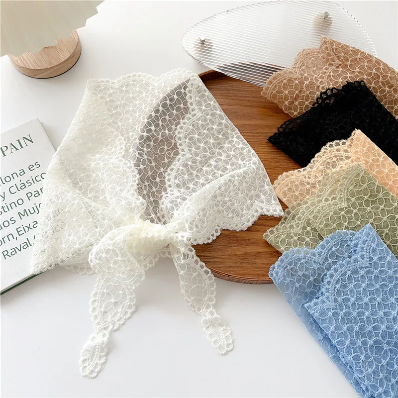 

Solid Rhombus Lace Scarf Hair Ribbon Tie Women Neckerchief Scarves Bandanas Hair Band Wrap Turban Headband Apparel Accessories