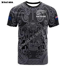 New Zealand 3D Printed Unisex Men's T-shirt, Round Neck Casual Short Sleeved T-shirt, Street Fashion Summer Fun Oversized Shirt