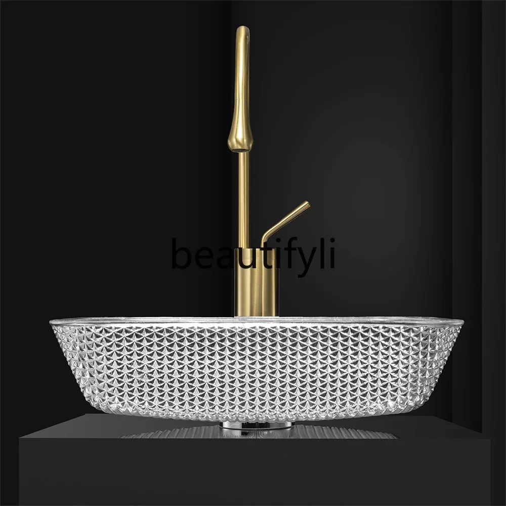 

Bathroom electroplated glass art stage wash basin square bathroom, washbasinEsmt163