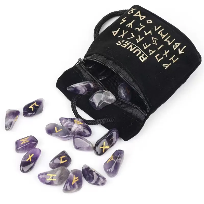 25Pcs Natural obsidian Rune Stone Irregular Divination Agate Rune Reiki Healing Gift Decor