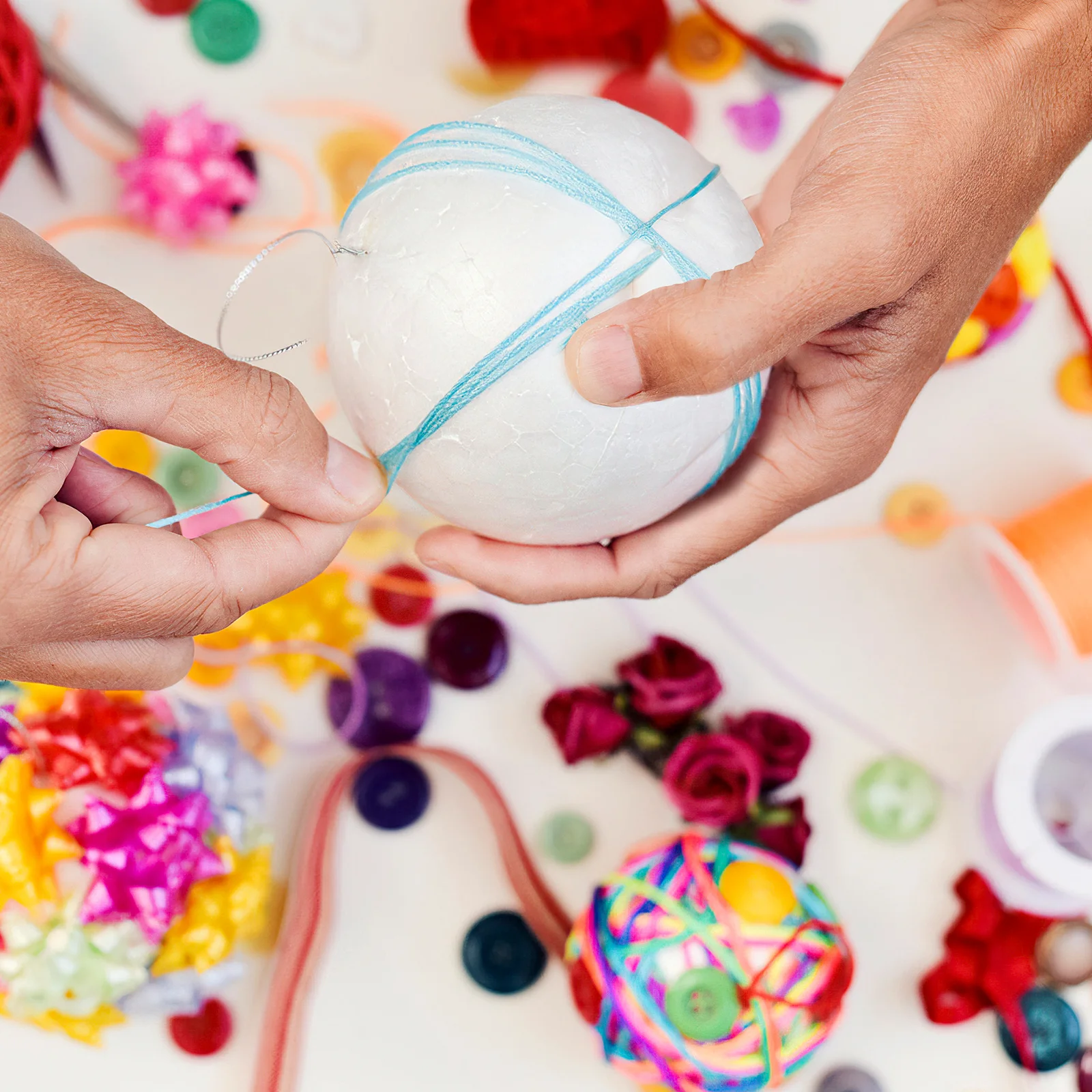 ลูกบอลเรียบขนาด 12 ซม. 6 ชิ้น วัสดุงานฝีมือจำนวนมากสำหรับเด็ก พัฒนาจินตนาการ งานฝีมือทำเอง ตกแต่งวันหยุด