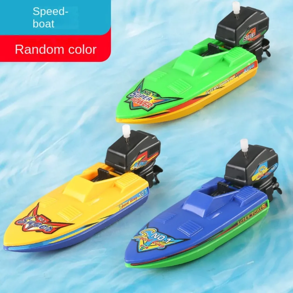 Nave doccia giocattolo da bagno nuovo motoscafo galleggiante in acqua Wind Up Toy Clockwork Kid Toys Speed Boat Ship Toys Kids